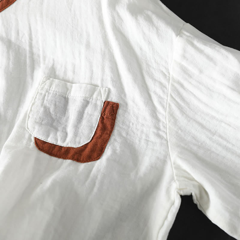 Buddha Stones Spring Contrasting Buttons Down Long Sleeve Women's Cotton Shirt - image 8