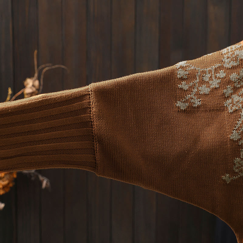 Buddha Stones Floral Buttons Cotton Women's Long Batwing Sleeve Knitted Cardigan - image 10