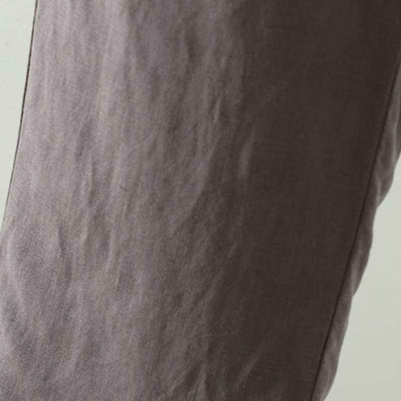 Buddha Stones Winter Contrasting Drawstring Cotton Linen Women's Wide Leg Pants With Pockets - image 21