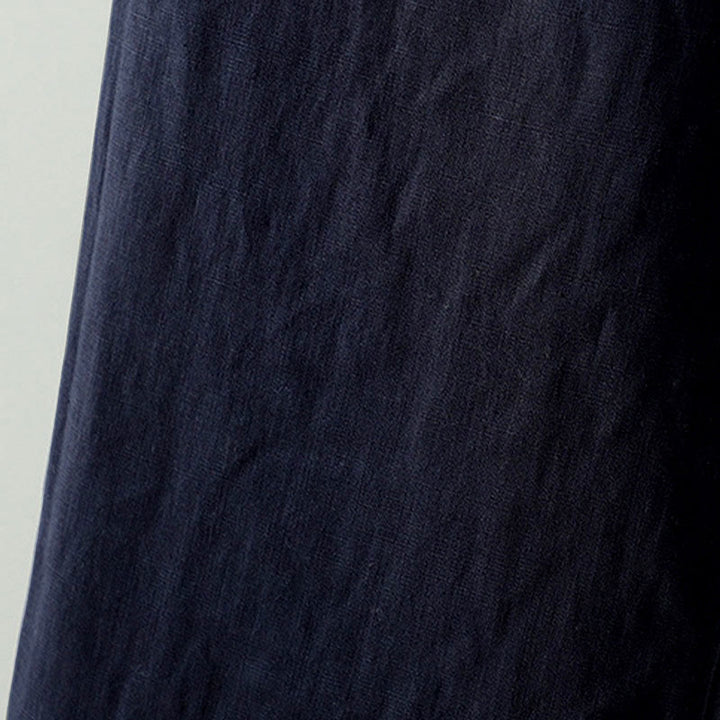 Buddha Stones Winter Contrasting Drawstring Cotton Linen Women's Wide Leg Pants With Pockets - image 4