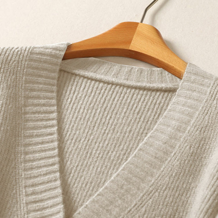 Buddha Stones Winter V-Neck Buttons Cotton Women's Long Sleeve Knitted Cardigan - image 2