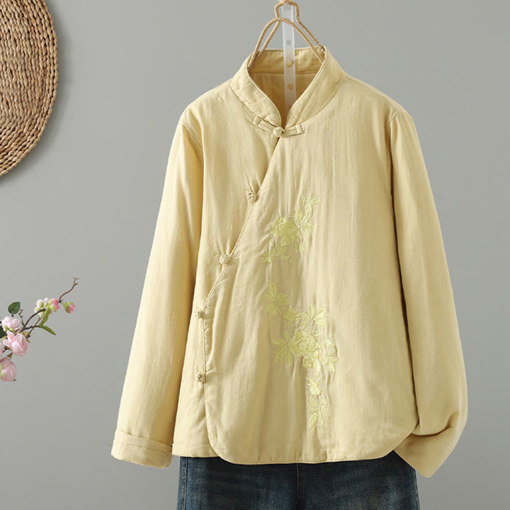 Buddha Stones Winter Solid Flower Long Sleeve Cotton Women's Thermal Jacket - LemonChiffon - US8-10，UK/AU12-14，EU40-42 (2XL) - image 19
