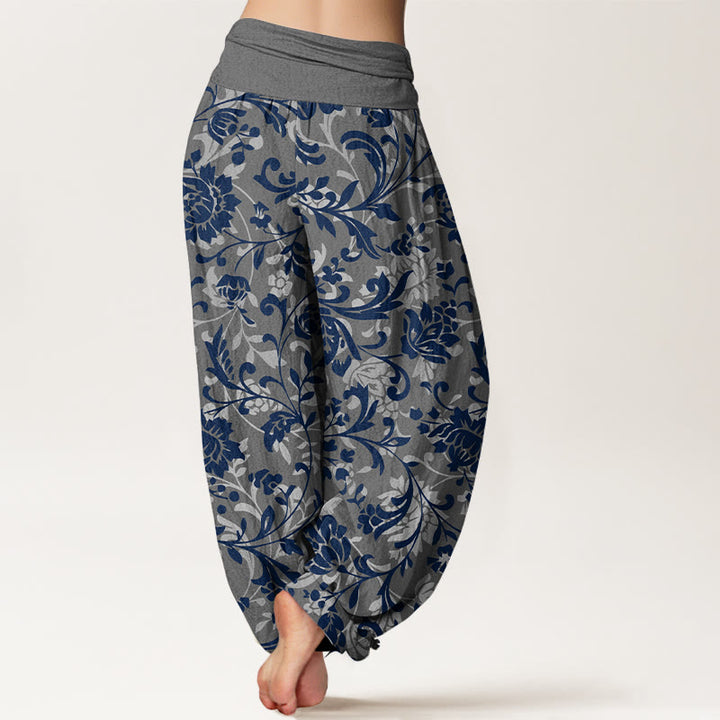 Buddha Stones Cotton Understated Luxury Flower Vine Pattern Women's Elastic Waist Harem Pants - image 6