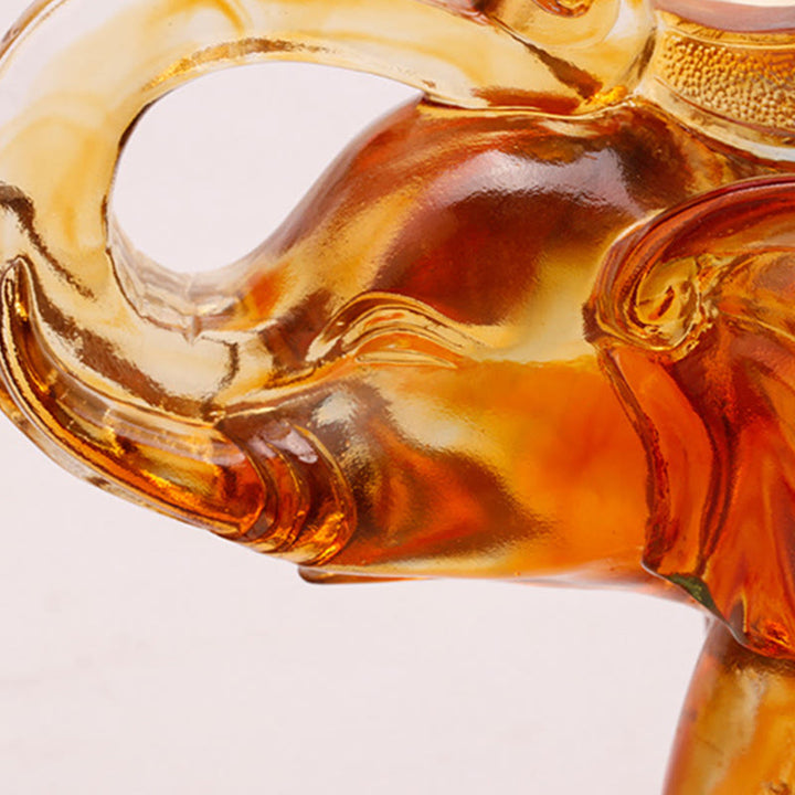 Buddha Stones Handmade Liuli Crystal Elephant Art Piece Wisdom Wealth Home Decoration - image 12