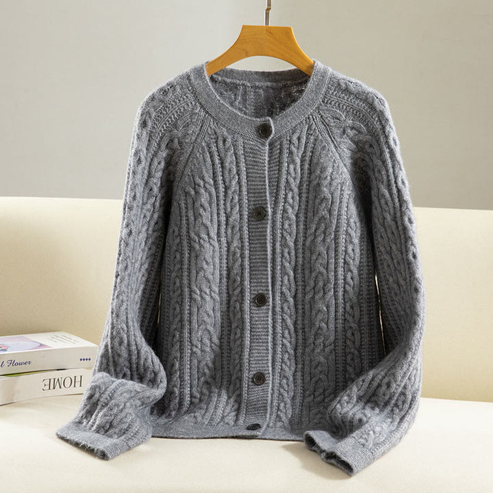 Buddha Stones Casual Winter Twisted Buttons Design Cotton Women's Long Sleeve Knitted Cardigan - Gray - US4，UK/AU8，EU36 (F) - image 16