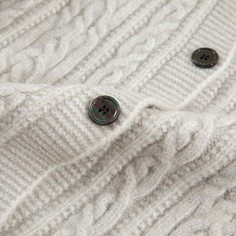 Buddha Stones Casual Winter Twisted Buttons Design Cotton Women's Long Sleeve Knitted Cardigan - image 43