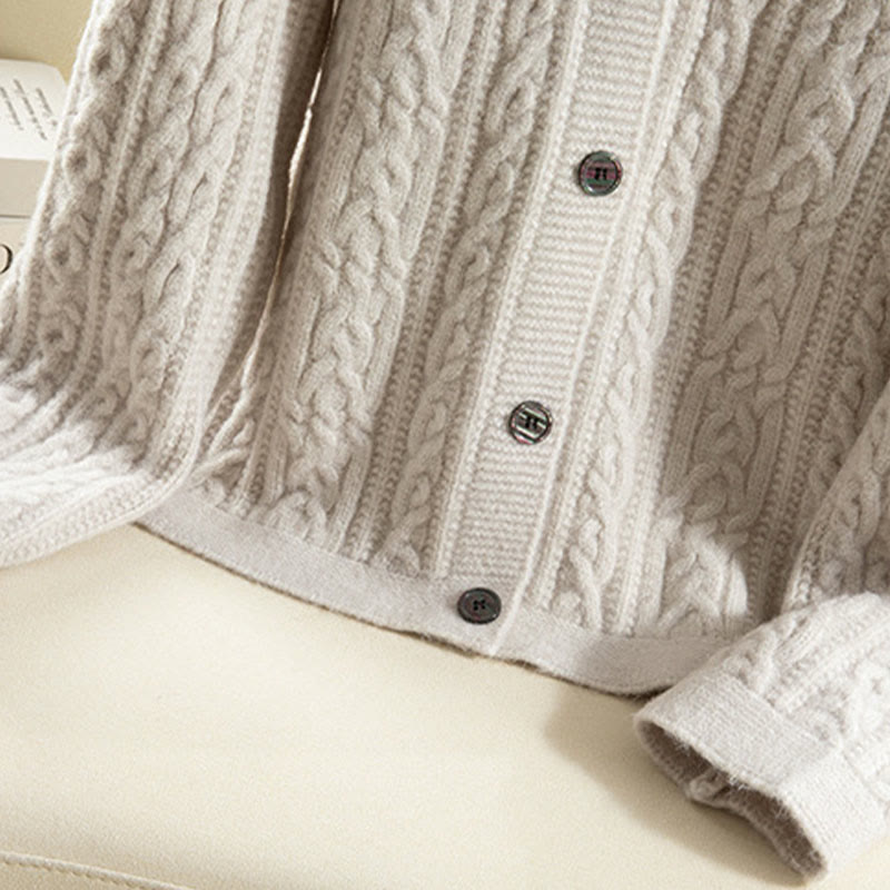 Buddha Stones Casual Winter Twisted Buttons Design Cotton Women's Long Sleeve Knitted Cardigan - image 37