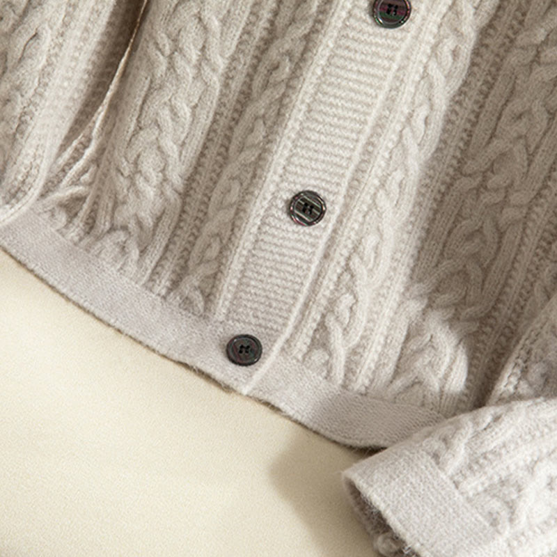 Buddha Stones Casual Winter Twisted Buttons Design Cotton Women's Long Sleeve Knitted Cardigan - image 38