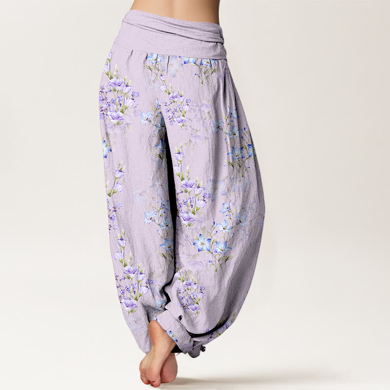 Buddha Stones Cotton Star Shaped Trumpet Shaped Flowers Pattern Women's Elastic Waist Harem Pants - image 9