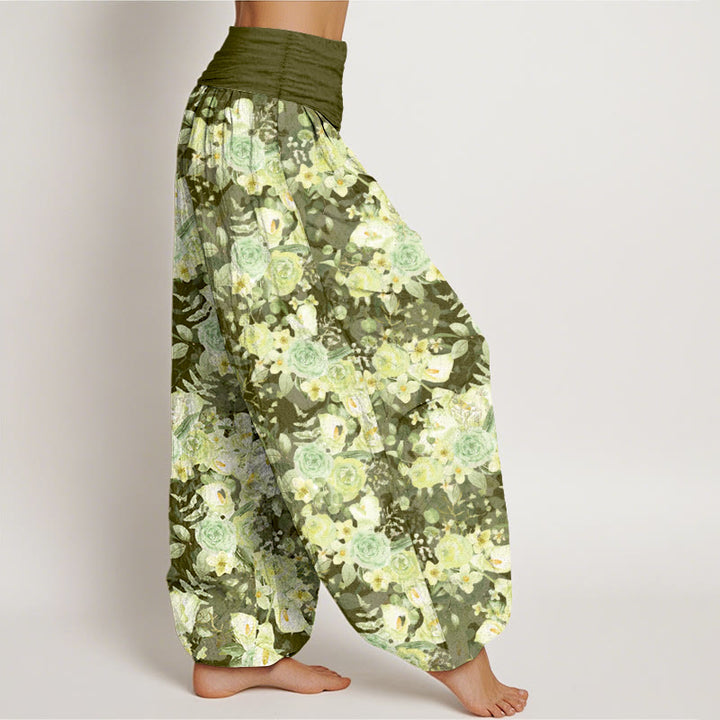 Buddha Stones Cotton Pastoral Flower Pattern Women's Elastic Waist Harem Pants - image 7