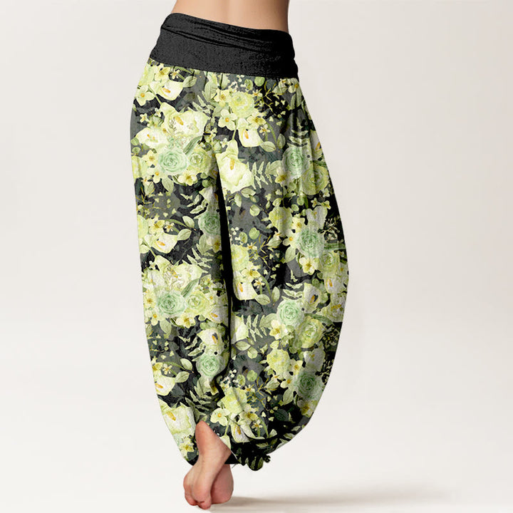 Buddha Stones Cotton Pastoral Flower Pattern Women's Elastic Waist Harem Pants - image 9