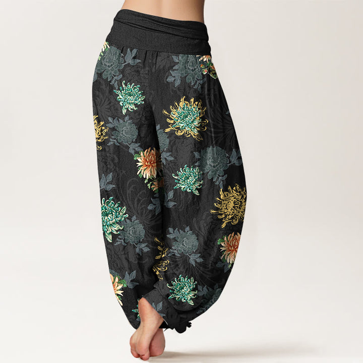 Buddha Stones Cotton Various Colors Chrysanthemum Pattern Women's Elastic Waist Harem Pants - image 6