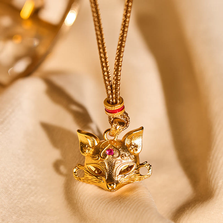 Buddha Stones "Wishing You Clever Grace" 24k Gold Plated Brass Fox Necklace Includes Gift Message Card - image 5