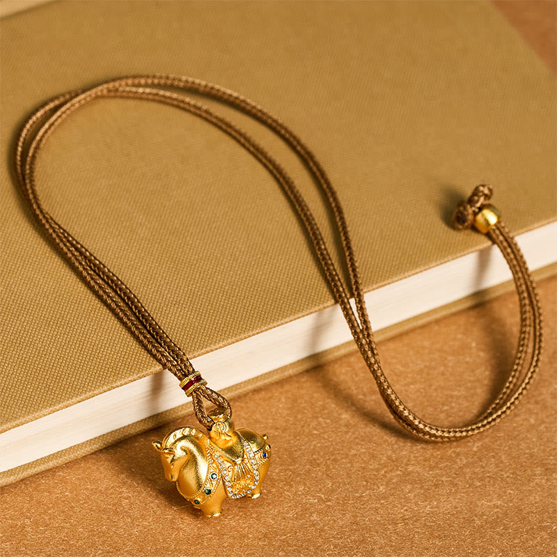 Buddha Stones "All The Best For Fortune And Protection" Year Of The Horse 24k Gold Plated Brass Necklace Includes Gift Message Card - image 9