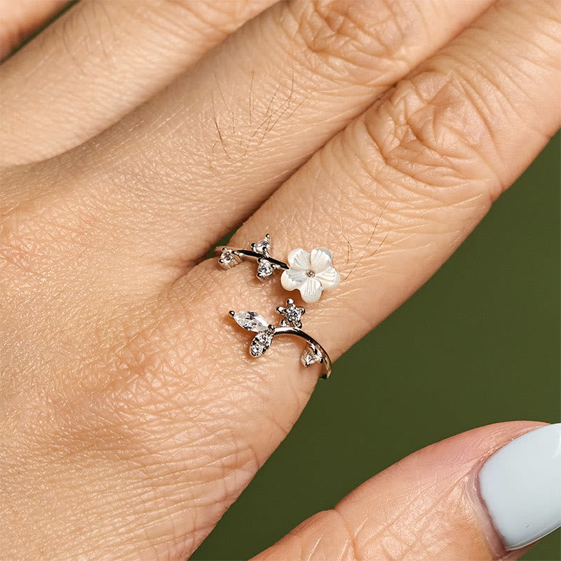 Buddha Stones 925 Sterling Silver White Flower Design Adjustable Blessing Ring - image 14