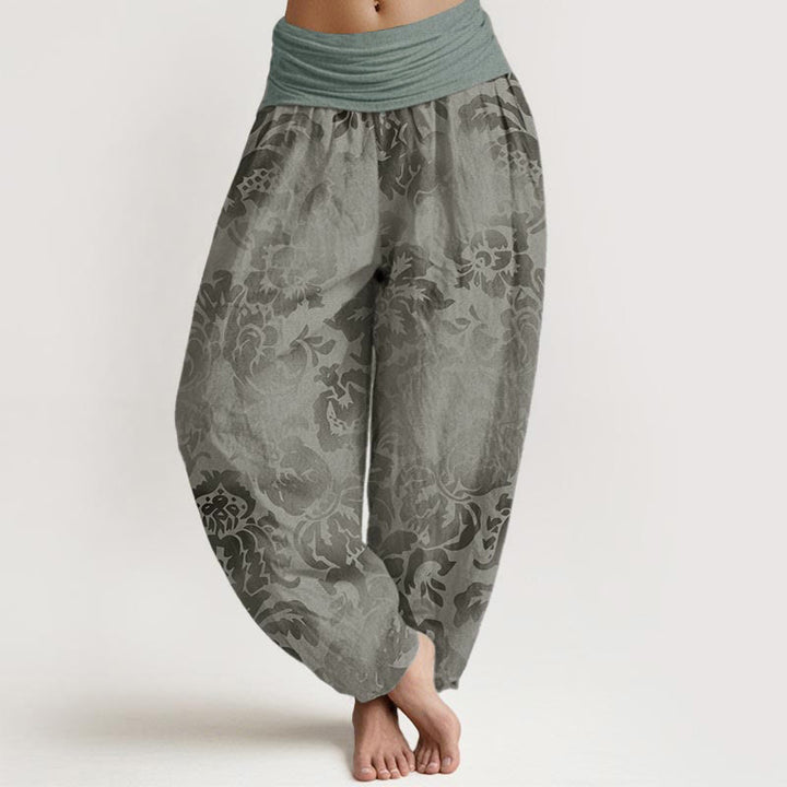 Buddha Stones Cotton Casual Flower Leaves Design Women's Elastic Waist Harem Pants - DarkSeaGreen - US22，UK/AU26，EU54 (6XL) - image 7