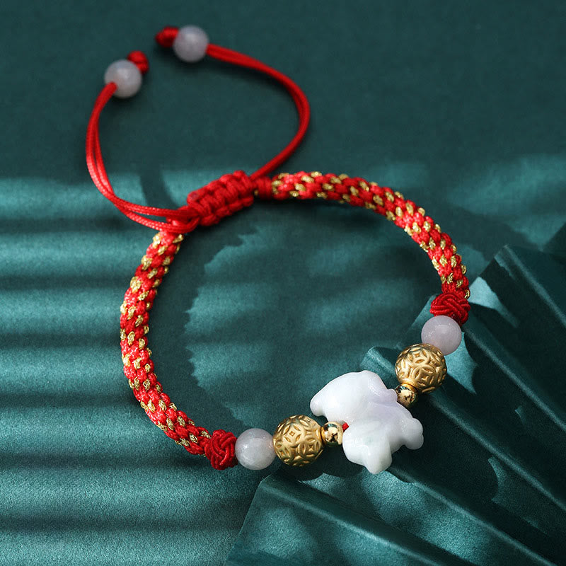 Buddha Stones Chinese Zodiac Jade Silver Beads Year Of The Horse Red String Luck Bracelet - Dog(Wrist Circumference: 14-20 cm) - image 22