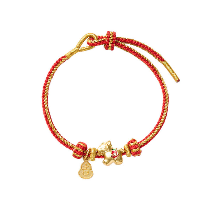 Buddha Stones Year Of The Horse Red String Copper Braided Luck Bracelet - image 4