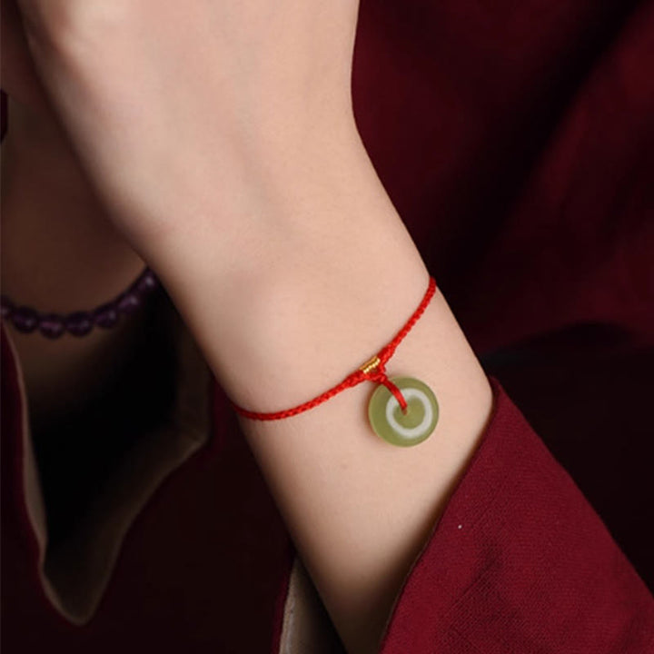 Buddha Stones Natural Hetian Jade Peace Buckle String Abundance Bracelet Anklet - image 4