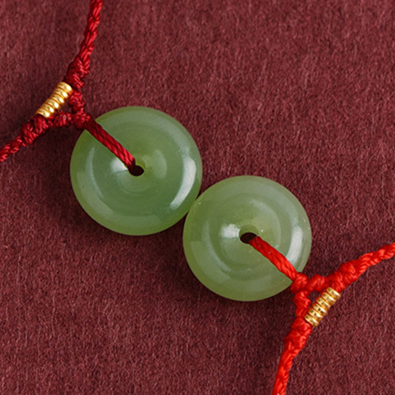 Buddha Stones Natural Hetian Jade Peace Buckle String Abundance Bracelet Anklet - image 12