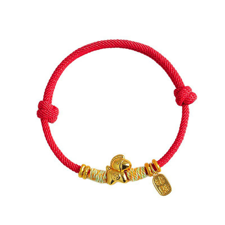 Buddha Stones Year Of The Horse Red String Black String Lucky Fortune Charm Braided Connection Bracelet - image 5