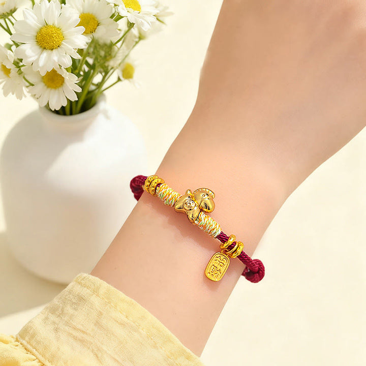 Buddha Stones Year Of The Horse Red String Black String Lucky Fortune Charm Braided Connection Bracelet - image 11