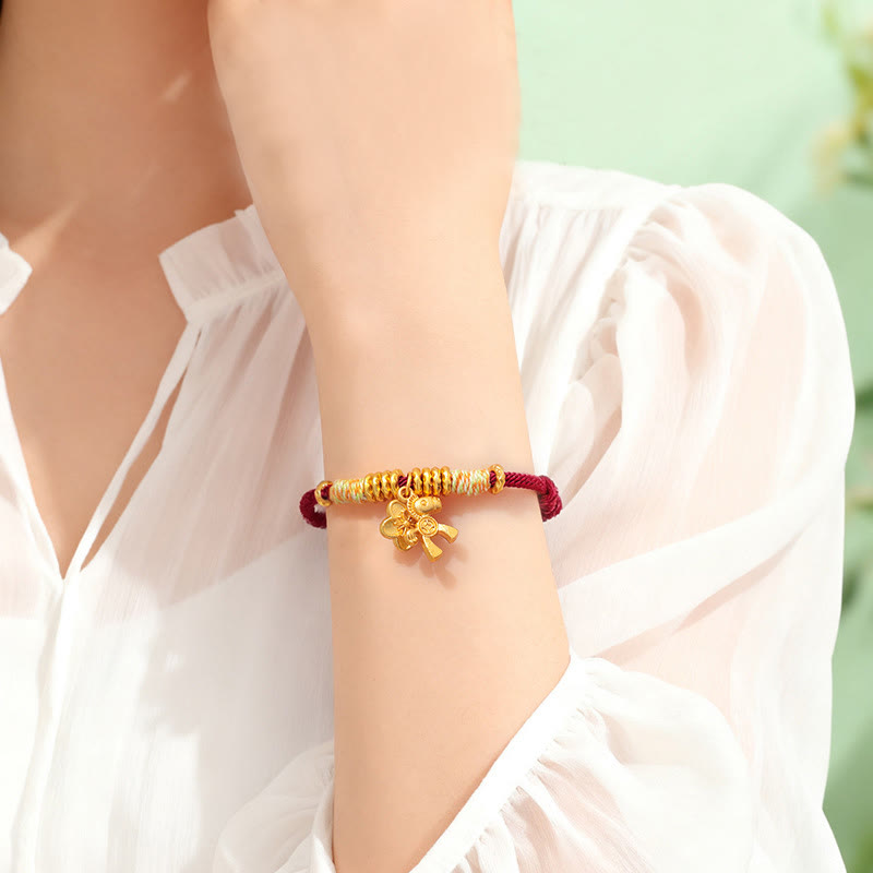 Buddha Stones Year Of The Horse Flower Charm Red String Connection Handmade Bracelet - image 11