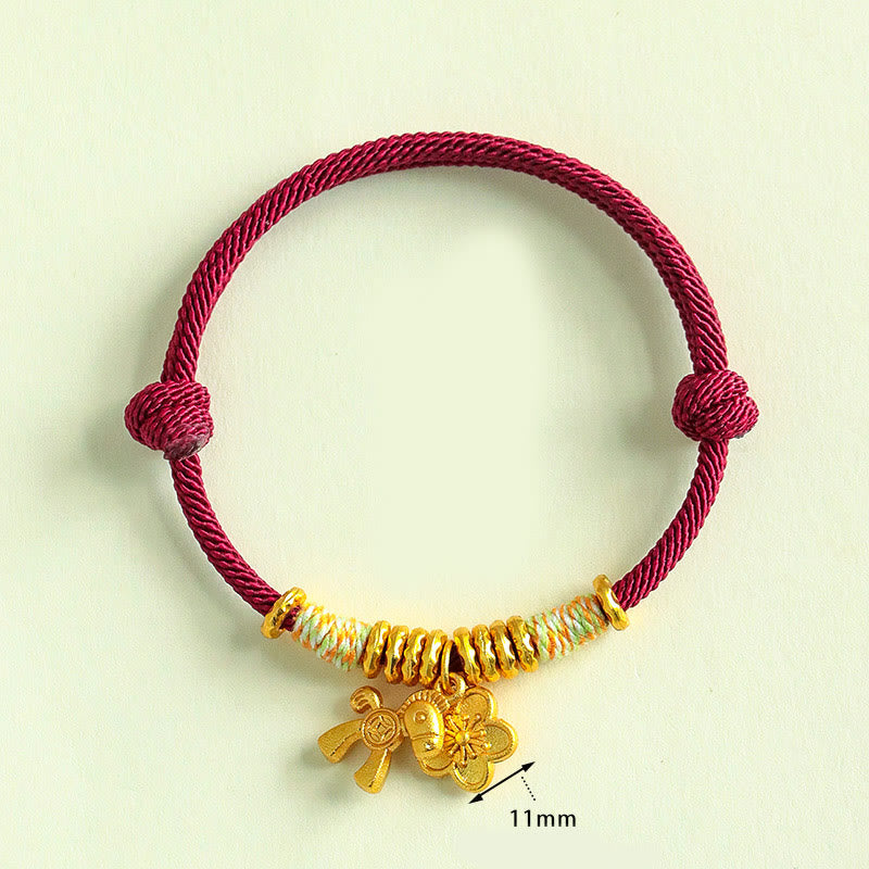 Buddha Stones Year Of The Horse Flower Charm Red String Connection Handmade Bracelet - image 10