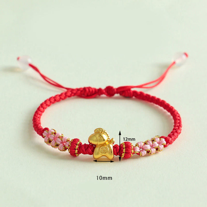 Buddha Stones Year Of The Horse Multicolored String Peach Blossom Knot Red String Luck Bracelet - image 3