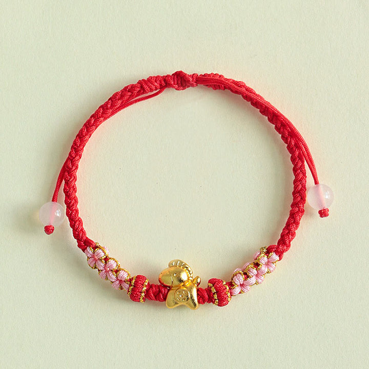 Buddha Stones Year Of The Horse Multicolored String Peach Blossom Knot Red String Luck Bracelet - image 2