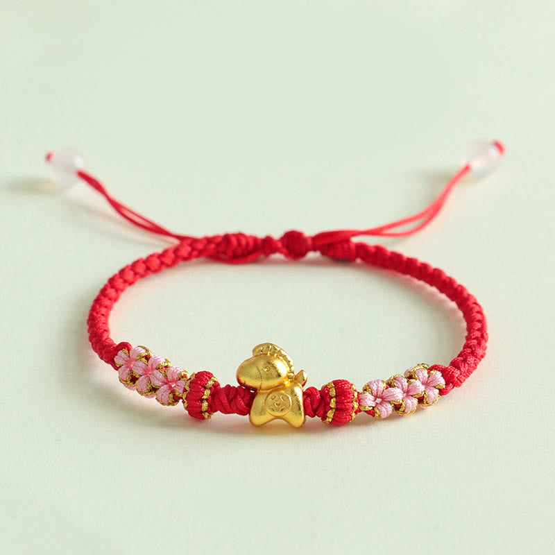 Buddha Stones Year Of The Horse Multicolored String Peach Blossom Knot Red String Luck Bracelet - Red String(Wrist Circumference: 15-19cm) - image 1