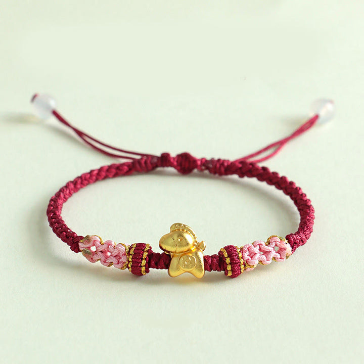 Buddha Stones Year Of The Horse Multicolored String Peach Blossom Knot Red String Luck Bracelet - DarkRed String(Wrist Circumference: 15-19cm) - image 14