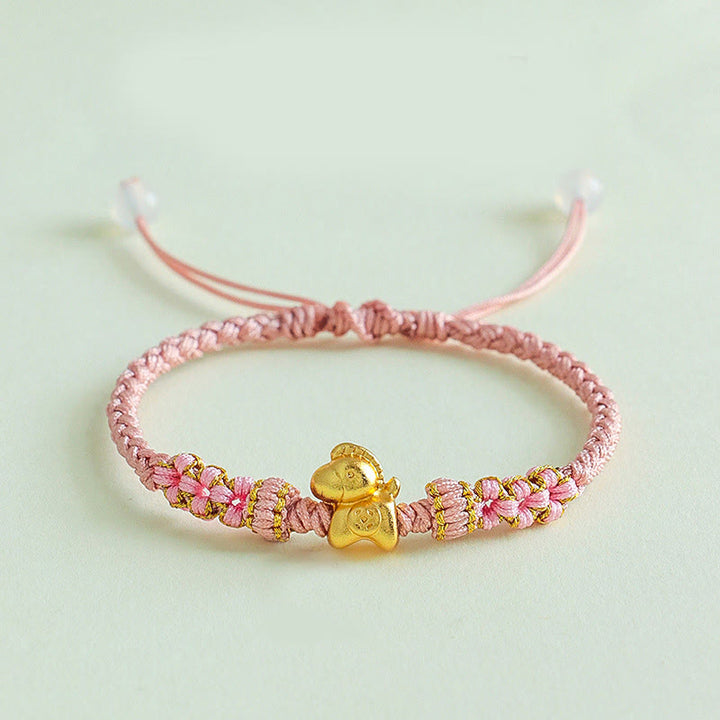 Buddha Stones Year Of The Horse Multicolored String Peach Blossom Knot Red String Luck Bracelet - Pink String(Wrist Circumference: 15-19cm) - image 10