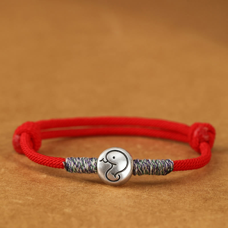 Buddha Stones 999 Sterling Silver Year Of The Horse Chinese Zodiac String Braided Luck Bracelet - Snake Red String - 19-23cm - image 34