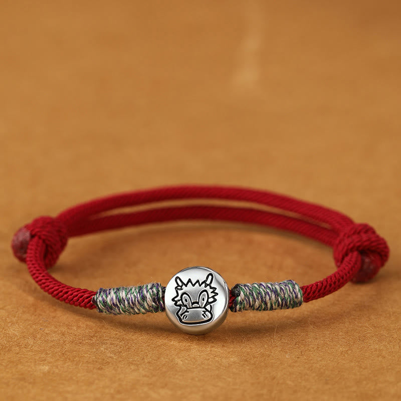 Buddha Stones 999 Sterling Silver Year Of The Horse Chinese Zodiac String Braided Luck Bracelet - Dragon Darkred String - 19-23cm - image 22