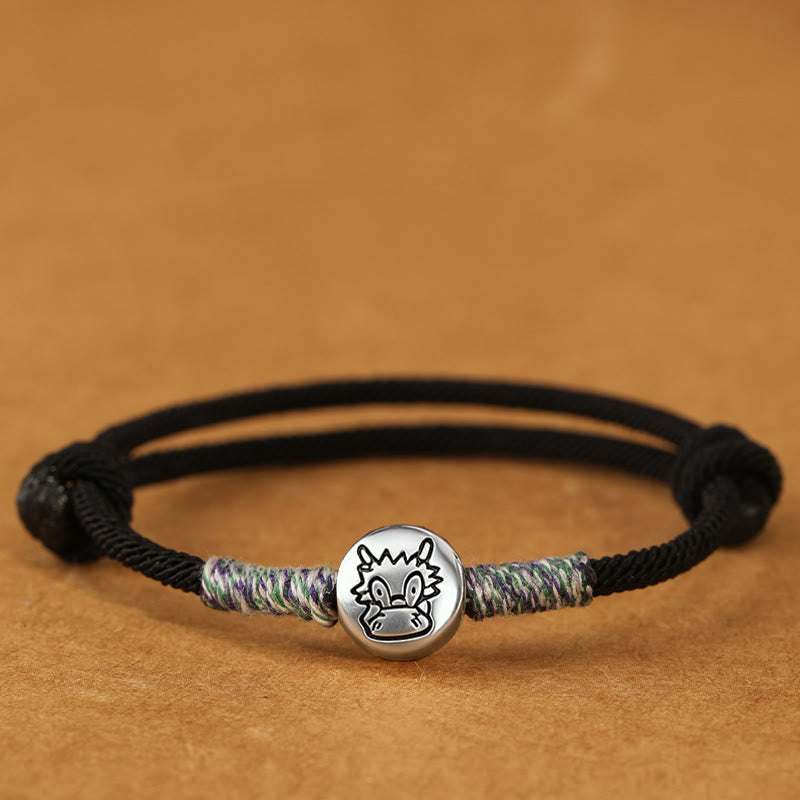 Buddha Stones 999 Sterling Silver Year Of The Horse Chinese Zodiac String Braided Luck Bracelet - Dragon Black String - 19-23cm - image 47