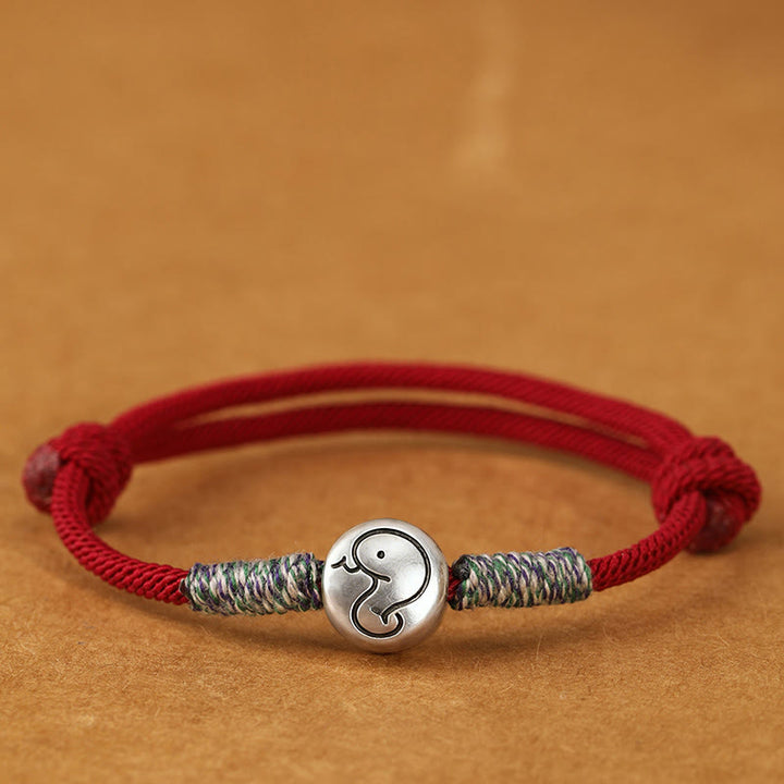 Buddha Stones 999 Sterling Silver Year Of The Horse Chinese Zodiac String Braided Luck Bracelet - Snake Darkred String - 19-23cm - image 23