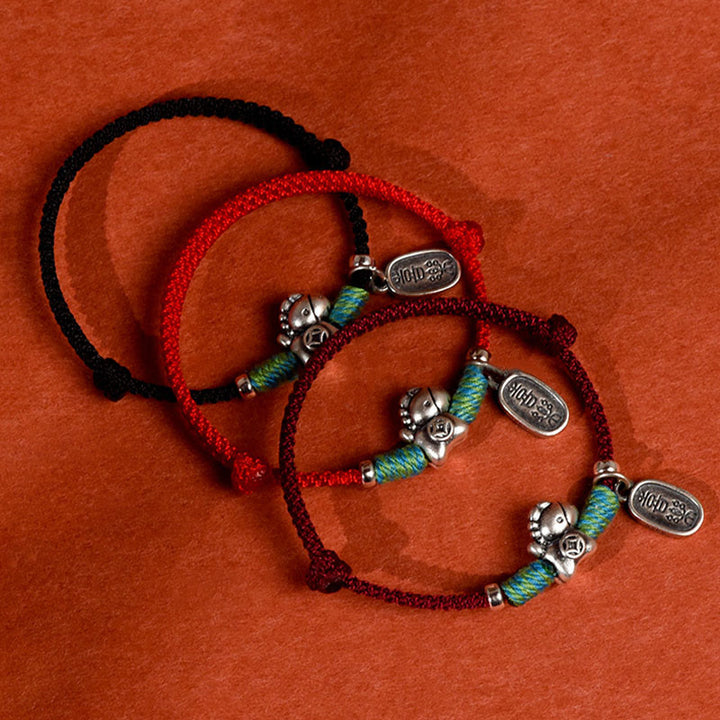 Buddha Stones 999 Sterling Silver Year Of The Horse 925 Sterling Silver Peace And Joy Charm String Braided Luck Bracelet Anklet - image 17
