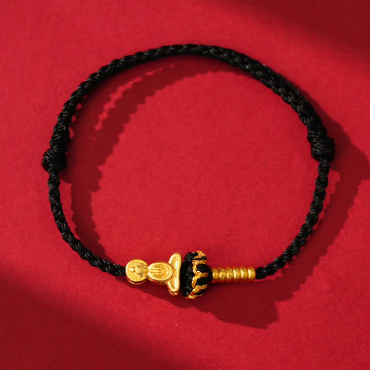 Buddha Stones Formless Buddha Lotus Knot Red String Protection Braided Bracelet - Black String(Wrist Circumference: 14-18cm) - image 10