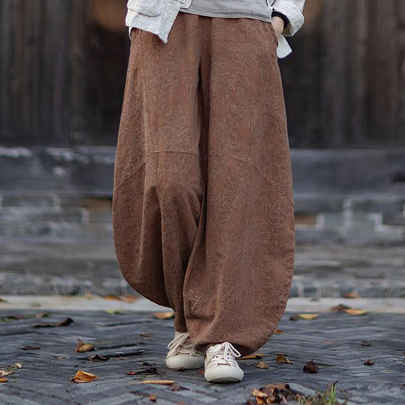 Buddha Stones Fall Jacquard Women's Frog-Button Long Sleeve Shirt Pants Cotton Linen Clothing - Brown Pants - US4-6，UK/AU8-10，EU36-38 (F) - image 36