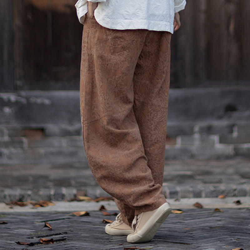 Buddha Stones Fall Jacquard Women's Frog-Button Long Sleeve Shirt Pants Cotton Linen Clothing - image 38