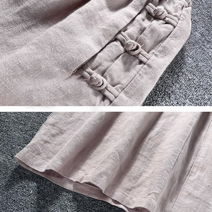 Buddha Stones Casual Frog-Button High Waist Wide Leg Pants With Pockets - image 7