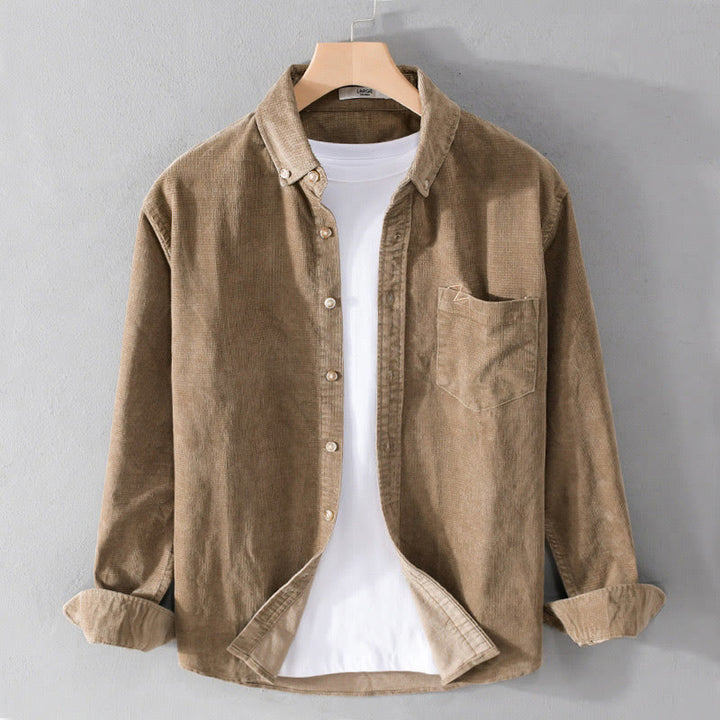 Buddha Stones Casual Corduroy Solid Color Men's Long Sleeve Cotton Thickened Jacket With Pockets - BurlyWood - US/UK/AU44，EU54 (4XL) - image 7