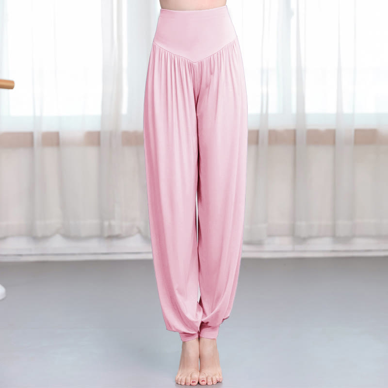 Buddha Stones Plain Color Loose Modal Yoga Dance Harem Pants - LightPink - US12，UK/AU16，EU44 (3XL) - image 10
