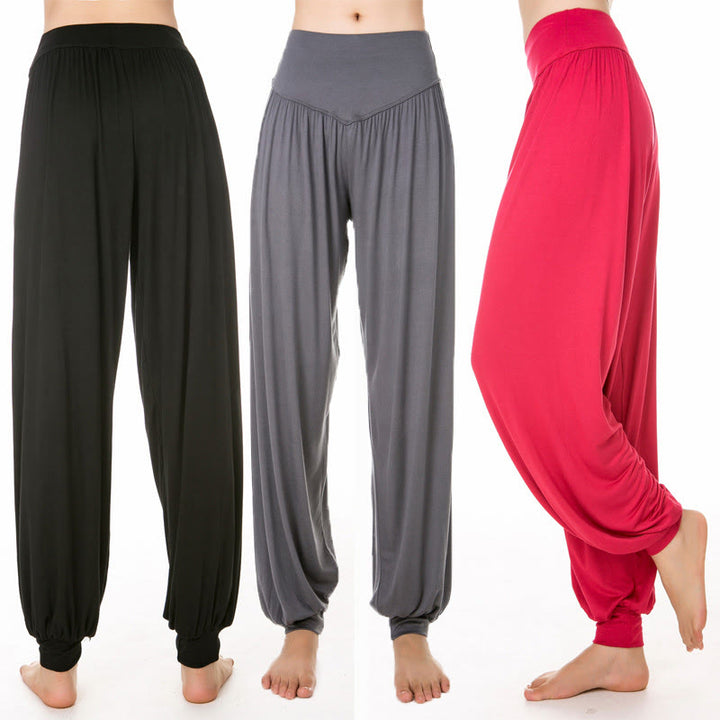 Buddha Stones Plain Color Loose Modal Yoga Dance Harem Pants - image 29