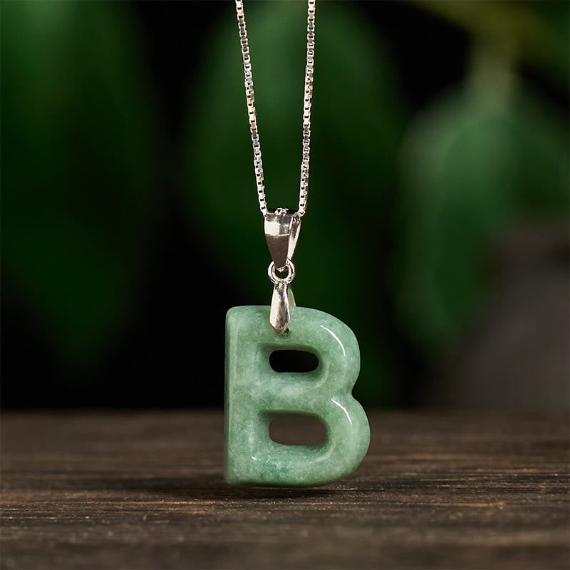 Buddha Stones Natural A-Z Letter Jade Titanium Steel Chain 925 Sterling Silver Chain Prosperity Necklace Pendant - image 51