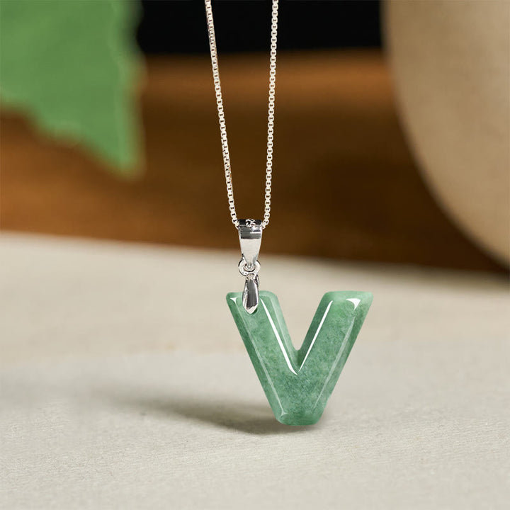 Buddha Stones "May You Find Your Own Meaning" Natural A-Z Letter Jade 925 Sterling Silver Chain Necklace Includes Gift Message Card - image 105