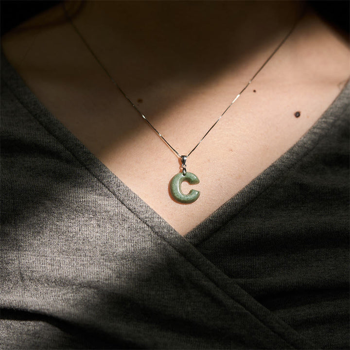Buddha Stones "May You Find Your Own Meaning" Natural A-Z Letter Jade 925 Sterling Silver Chain Necklace Includes Gift Message Card - image 30