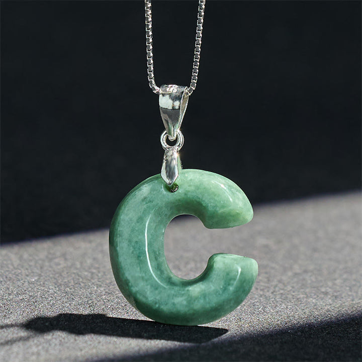 Buddha Stones Natural A-Z Letter Jade Titanium Steel Chain 925 Sterling Silver Chain Prosperity Necklace Pendant - image 60