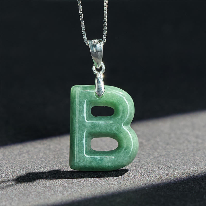Buddha Stones Natural A-Z Letter Jade Titanium Steel Chain 925 Sterling Silver Chain Prosperity Necklace Pendant - image 54